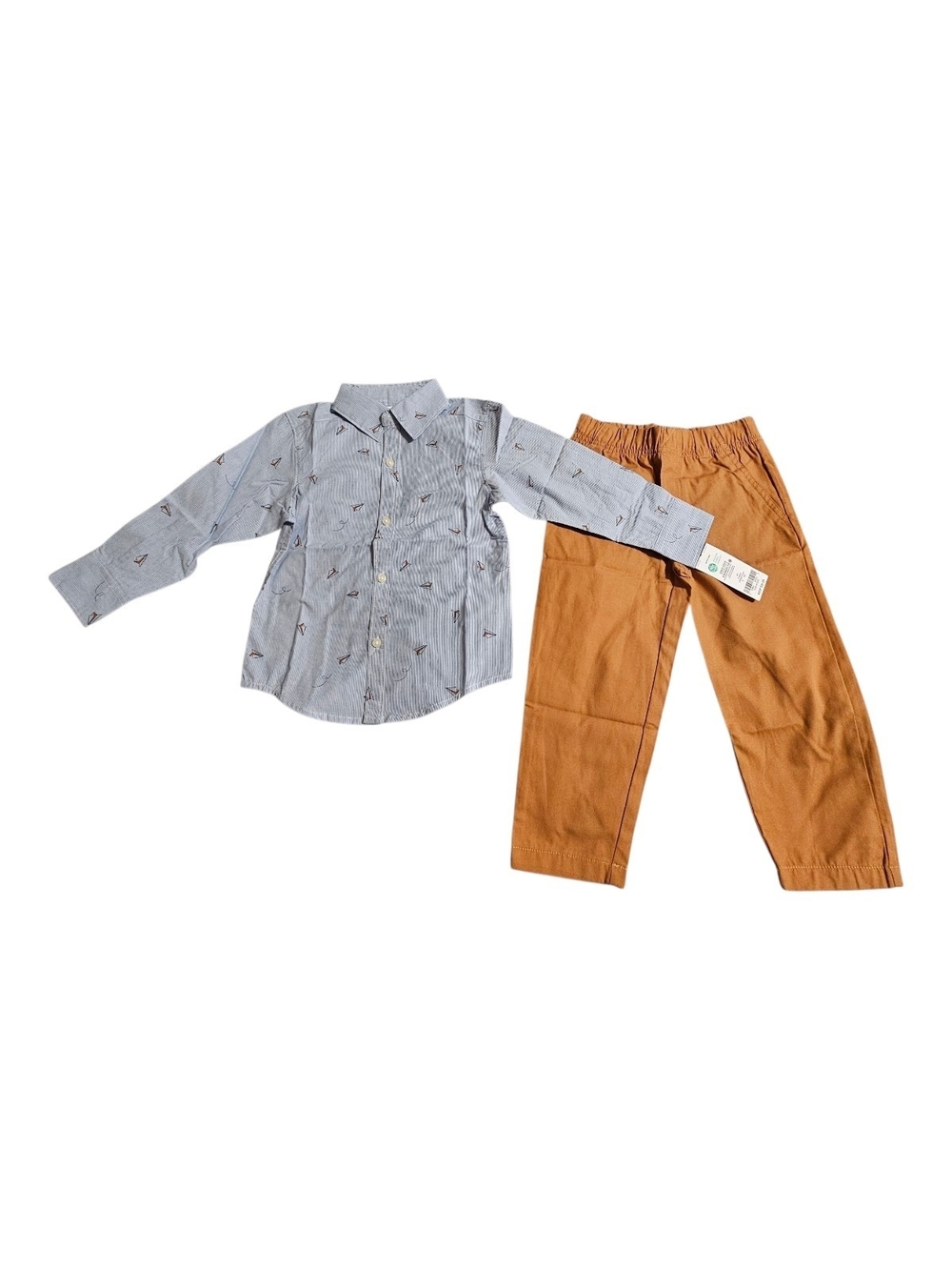 Carter's Blue Striped Shirt with Tan Pants